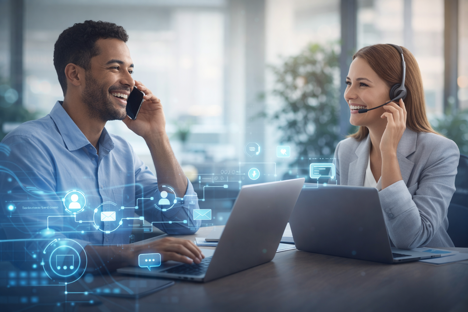 Modernes Team arbeitet an Kundenservice, Customer Experience und digitalen Lösungen